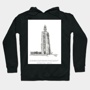 Westkapelle Lighthouse Zeeland Netherlands Pen and Ink Illustration Hoodie